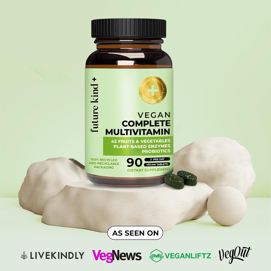 Future Kind Vegan Multivitamins Complete - Multivitamínico Vegano 42-en-1 con B12, Zinc y Probióticos (90 comprimidos)