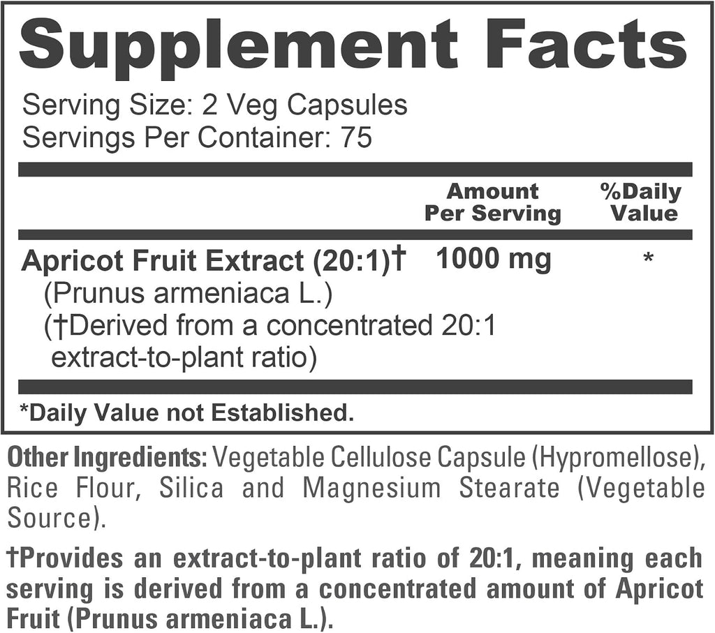 NusaPure Albaricoque, 1000 mg, 150 Cápsulas Veganas (Vegano, Sin OGM)