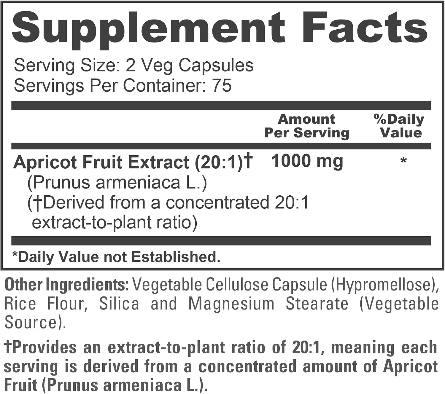 NusaPure Albaricoque, 1000 mg, 150 Cápsulas Veganas (Vegano, Sin OGM)