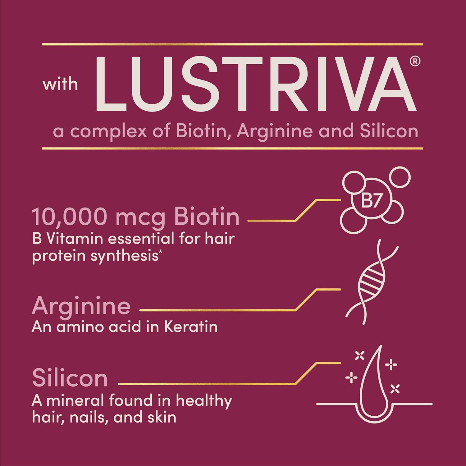 Nature's Bounty Optimal Solutions Crecimiento Capilar con Biotina, Silicio y Arginina, 30 Cápsulas