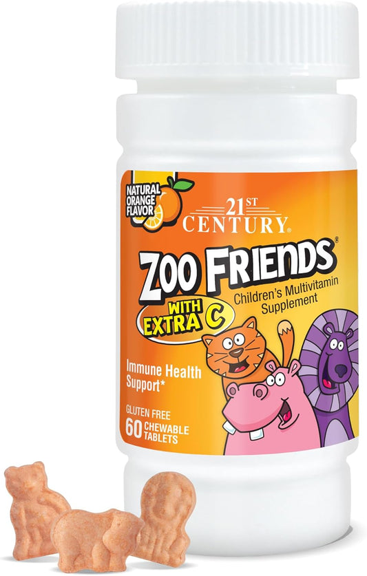 21st Century Zoo Friends con Extra C Comprimidos Masticables, 60 unidades