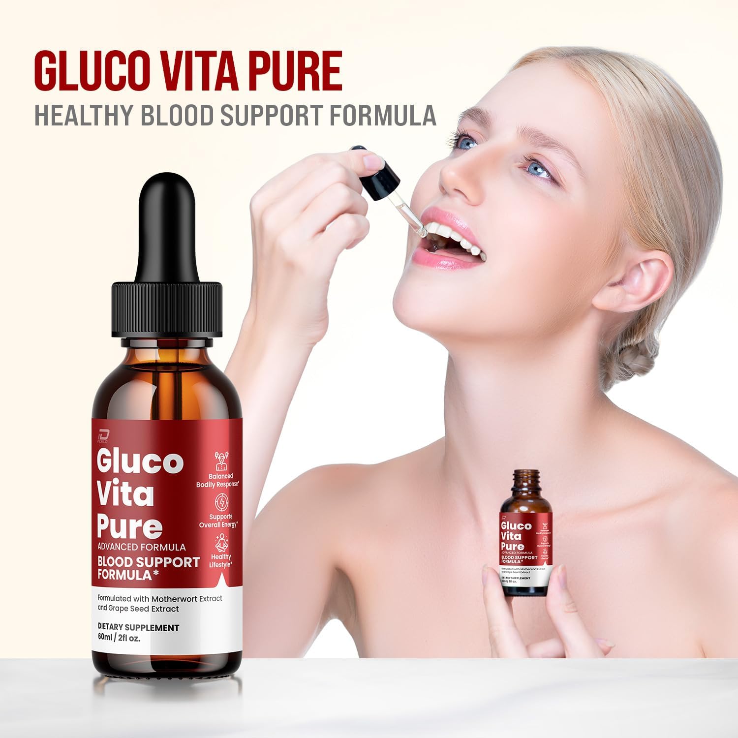 Gluco Vita Pure Drops - Fórmula Saludable con Extractos Naturales, 3 Paquetes (Suministro para 3 Meses)