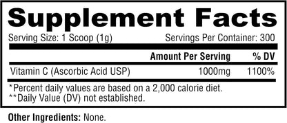 Metabolic Nutrition Vitamina C, 1000 mg, Ácido Ascórbico Puro, 300 g – Image 3