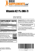 Vitamina K2 (MK-7) en Polvo – 25g – BulkSupplements