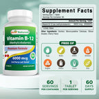 Best Naturals Vitamina B12 Metilcobalamina 6000 mcg – 60 Comprimidos Sublinguales (Pack de 3)