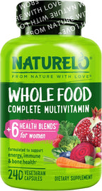 NATURELO Whole Food Multivitamin for Women - 120 Vegan Capsules with Vitamins, Minerals, and Organic Extracts