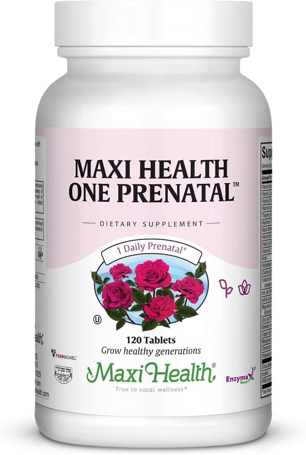 Maxi Health Vitaminas Prenatales para Mujeres – Una al Día con Hierro, Folato, Colina, Vitamina D3 y Nutrientes Esenciales – Suplemento de Alta Absorción – 120 Comprimidos