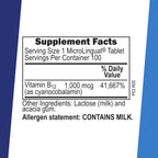 Superior Source No Shot Vitamina B-12 Cianocobalamina 1000 mcg – 100 Comprimidos Sublinguales