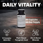 EPIC-T Apoyo Testosterona para Hombres | Testosurge® Fenugreek, Complejo B, Zinc, Boro, Rhodiola | Vegano, No Transgénico | 60 Cápsulas