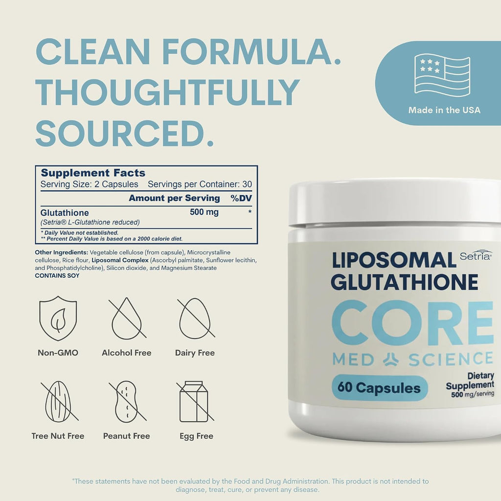 Core Med Science Liposomal Glutathione Setria 500mg Cápsulas