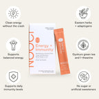 NOOCI Energy + Immunity: Suplemento de energía herbal con ginseng y cola de pavo, 20 sobres