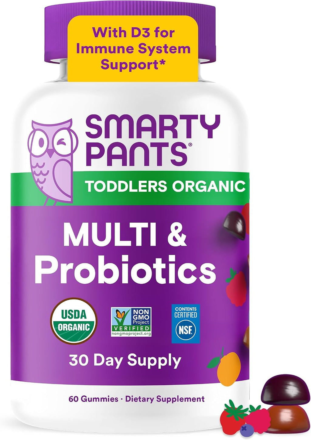 SmartyPants Organic Toddler Multivitamin Gummies - 60 gomitas (30 días)