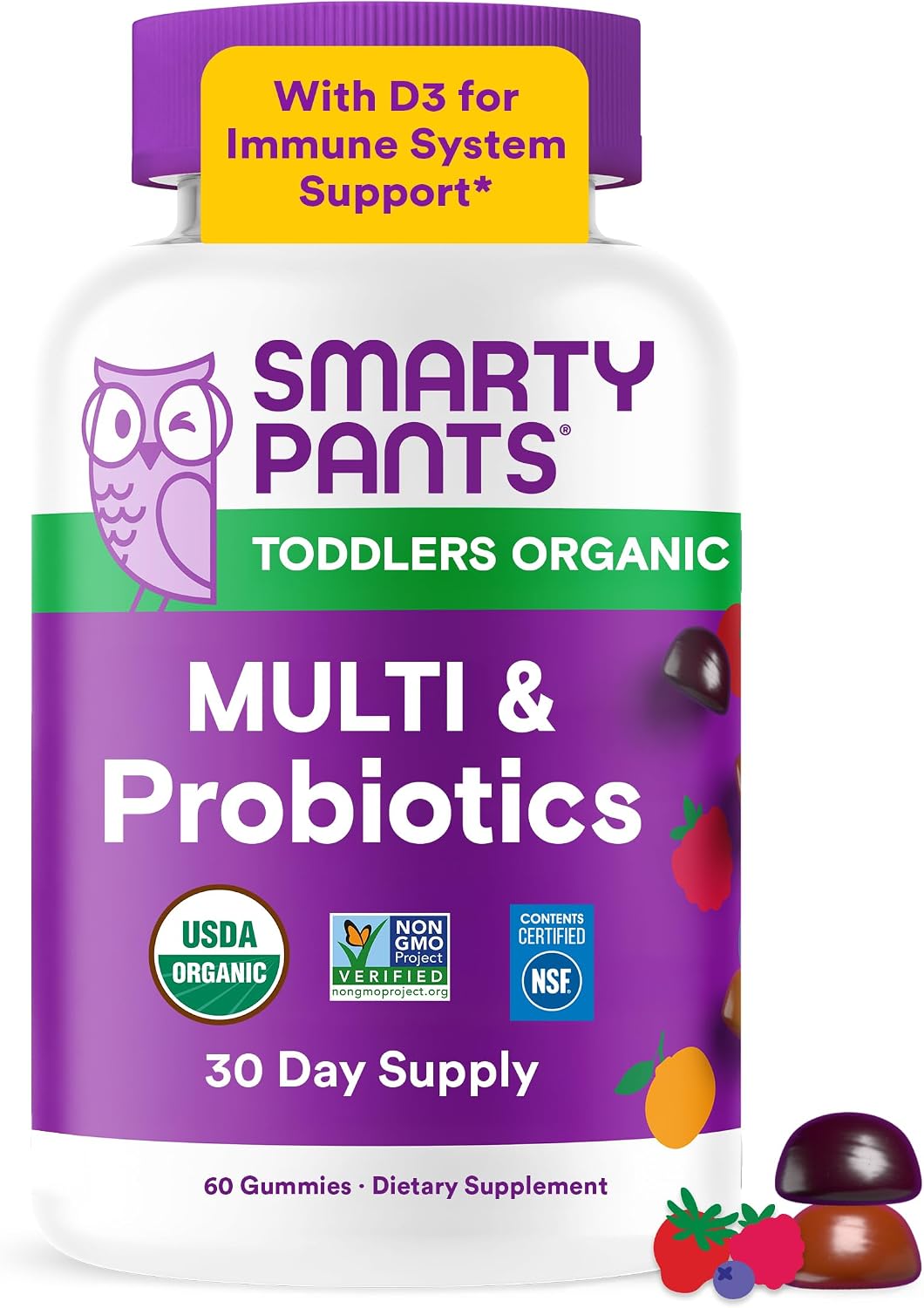SmartyPants Organic Toddler Multivitamin Gummies - 60 gomitas (30 días)
