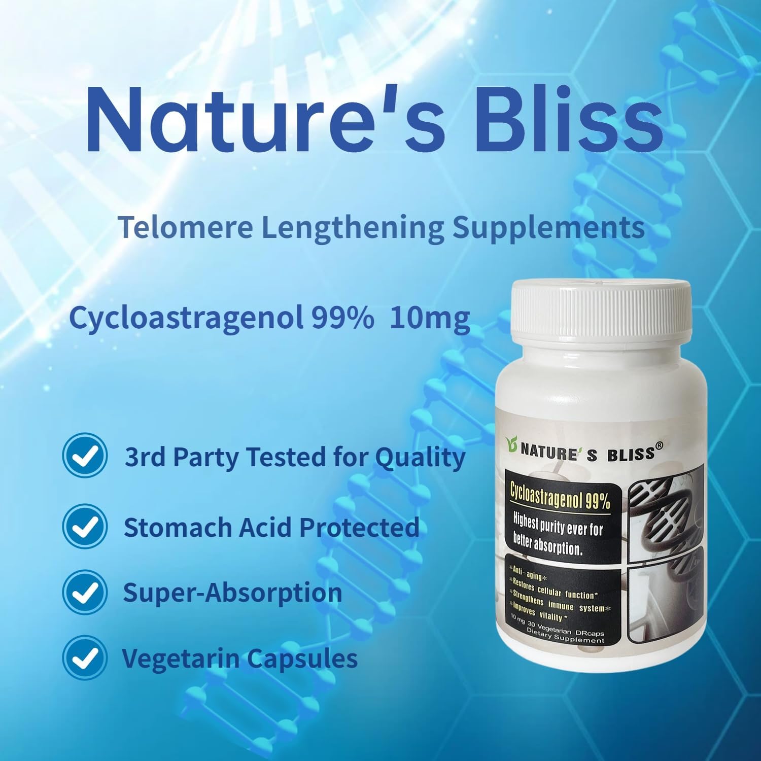Nature'sbliss Cicloastragenol 10 mg, 30 Cápsulas