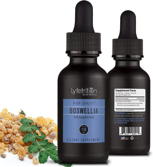 Lyfetrition Boswellia 455 mg - Extracto Líquido 118 ml - 220 Porciones - Alta Absorción - No Modificado Genéticamente - Certificado GMP - Sin Crueldad