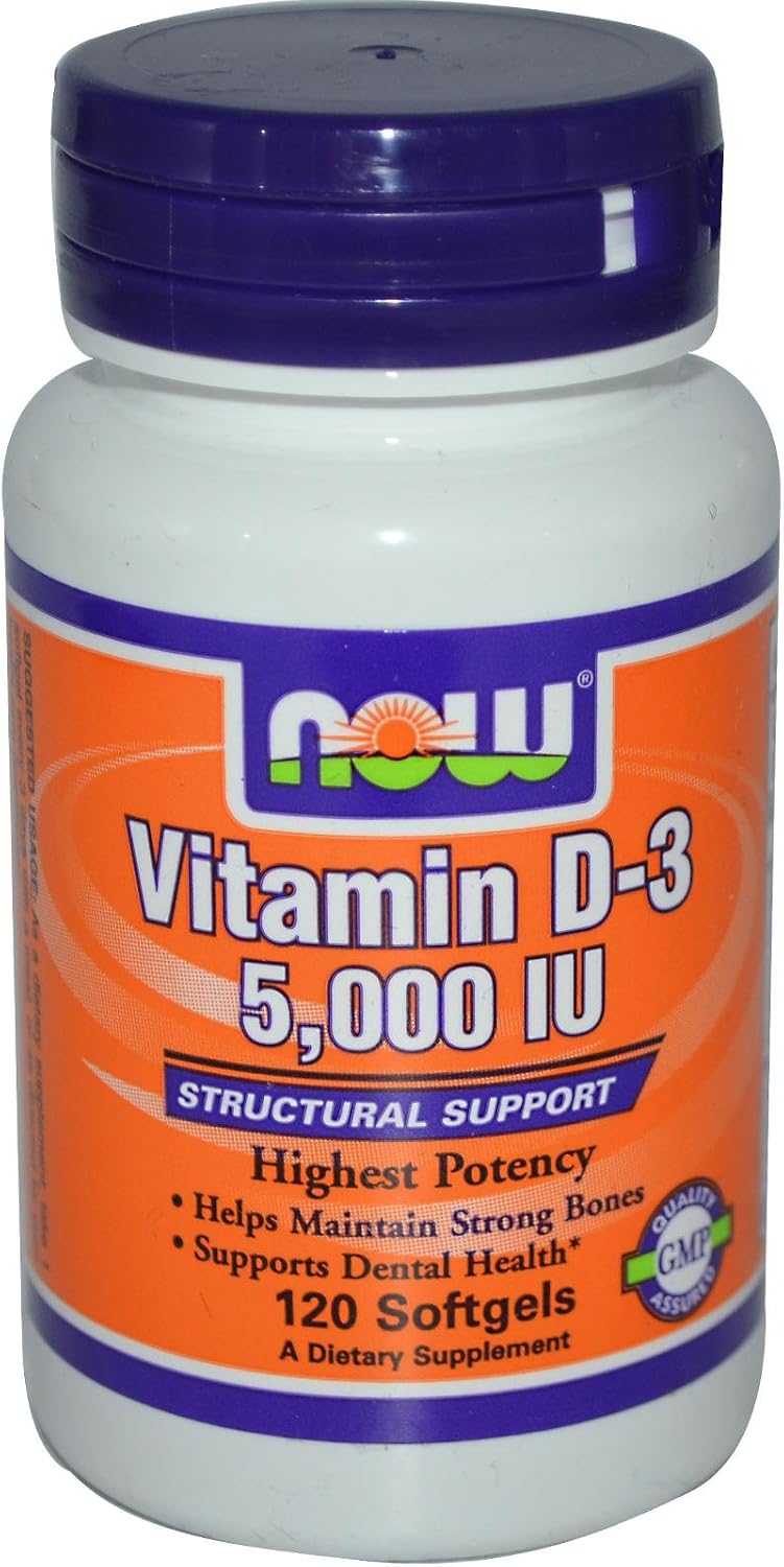 NOW Foods Vitamina D-3 5.000 UI 120 Cápsulas Blandas