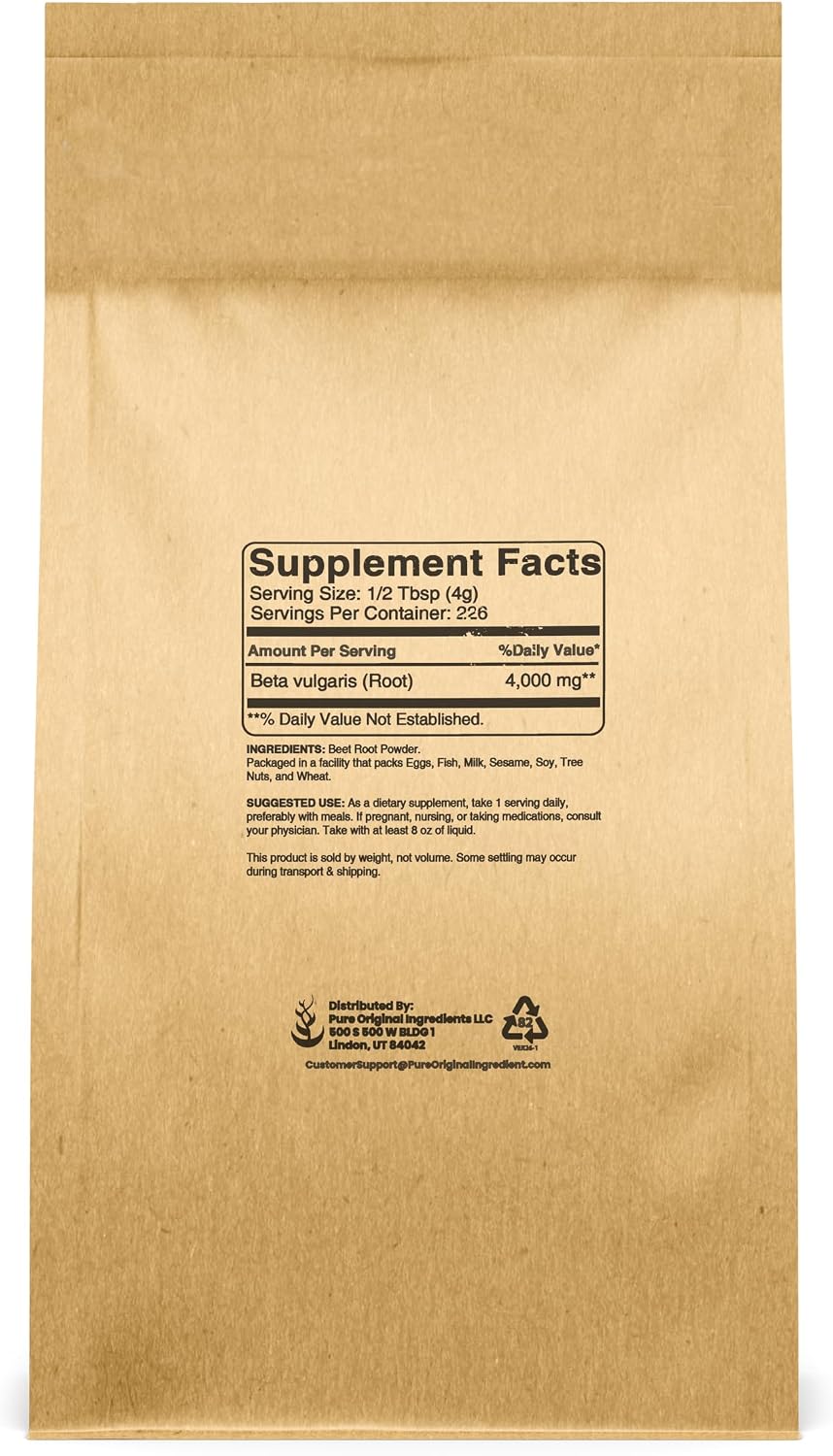 Pure Original Ingredients Polvo de Remolacha (2 lb) - Puro, Sin Aditivos, No GMO