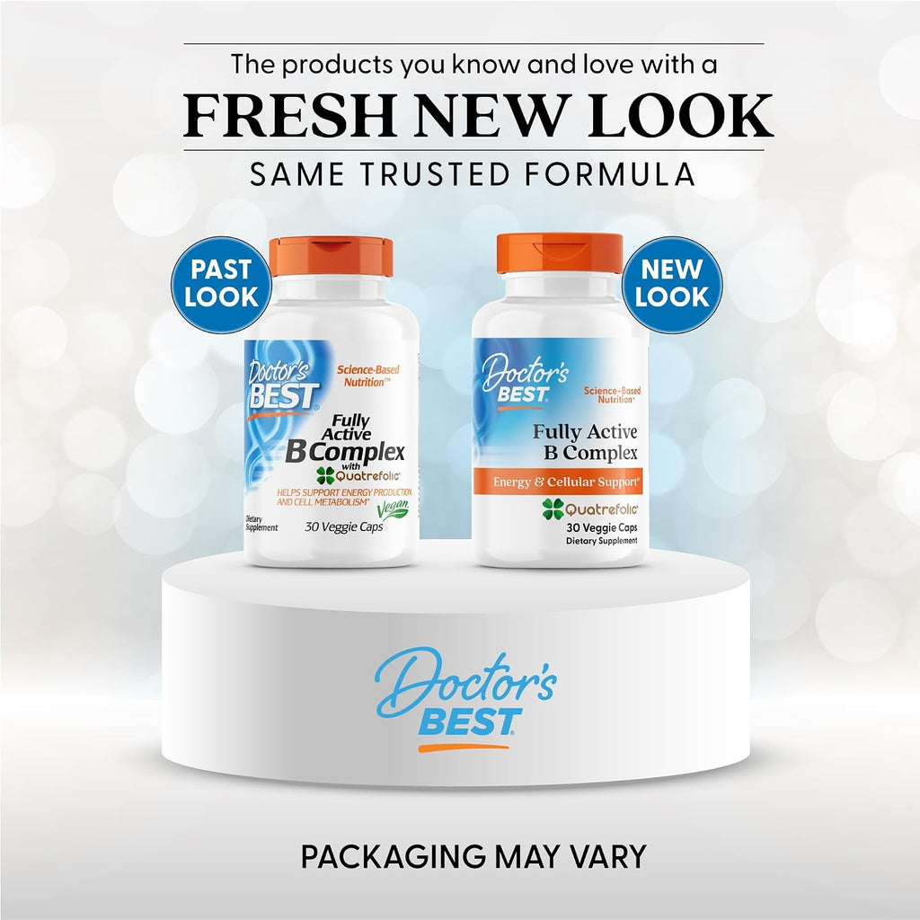 Doctor's Best Complejo Vitamínico B Totalmente Activo - Complejo B con B12 metilada y folato - 30 cápsulas veganas