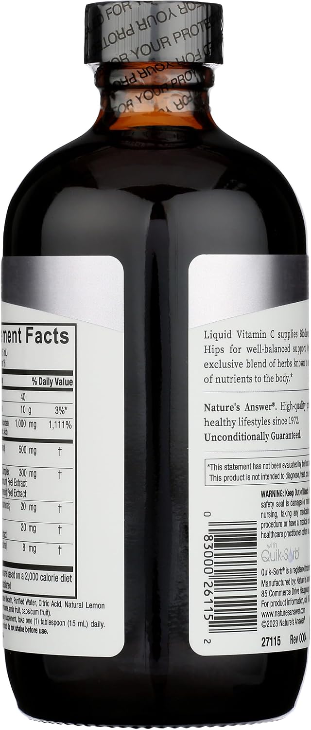 Nature's Answer Vitamina C Líquida 1000 mg con Escaramujo y Bioflavonoides, 236 ml