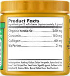 Turmeric Curcumina para Perros - Apoyo Articular y Movilidad con Colágeno y BioPerine - 120 Masticables