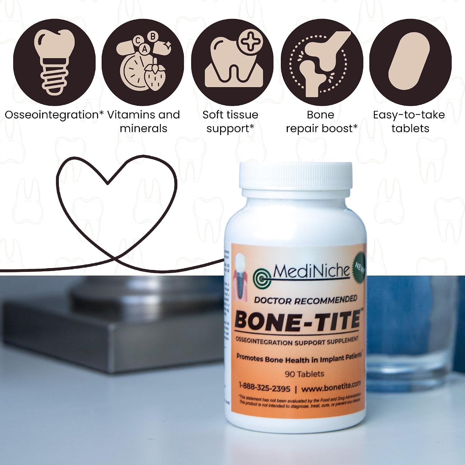 Bone-Tite Osseointegration Support Supplement | 90 Tablets