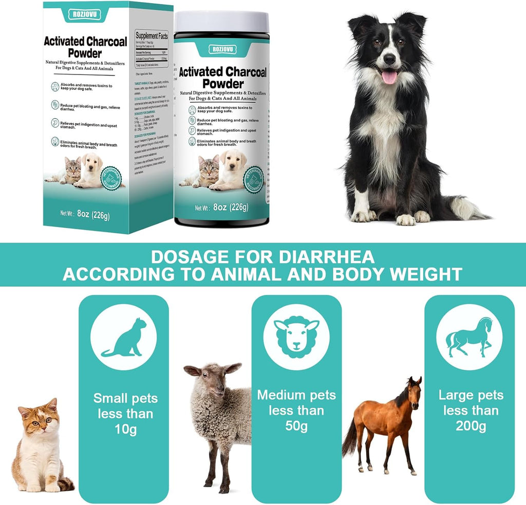 Carbón Activado para Perros, Gatos y Mascotas (Polvo, 227 g)