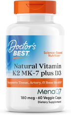 Doctor's Best Vitamina D3 y K2 MK-7 (MenaQ7) - 60 Cápsulas Veganas