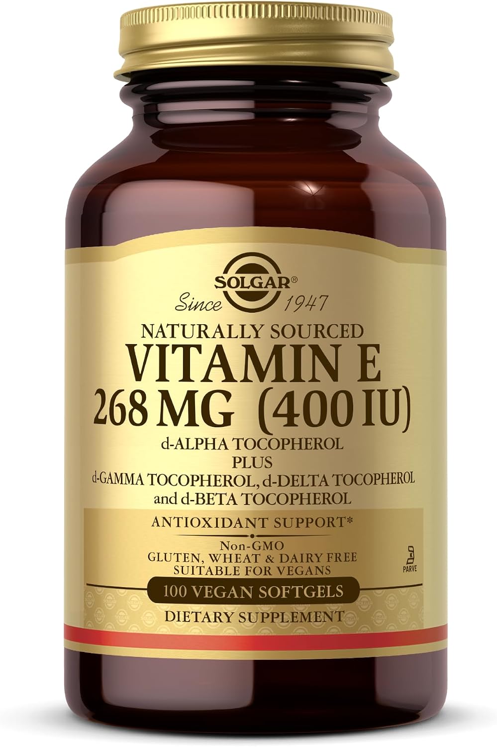 Solgar Vitamin E 268 mg (400 IU) - 100 Vegan Softgels - Natural Source - Non-GMO, Gluten-Free - 100 Servings