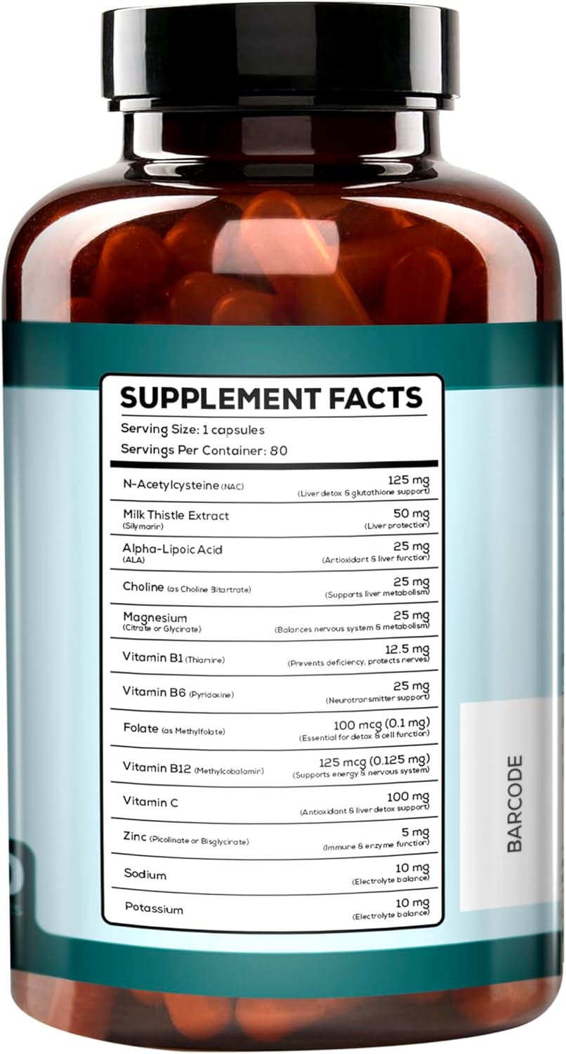 Zethyr St. Liver Detox+ con Cardo Mariano - Dosis Premium - Limpieza Hepática con NAC, ALA, Colina y Vitaminas B - 80 Cápsulas para Apoyo Antioxidante Diario