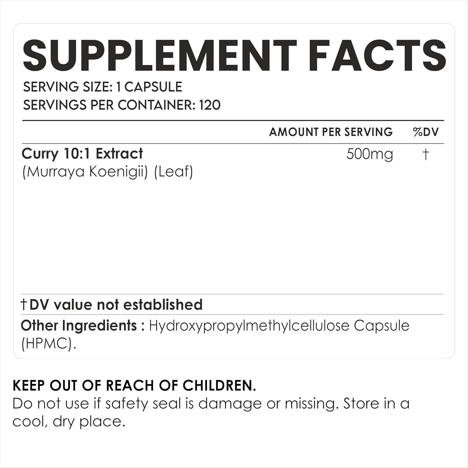 Cápsulas de Extracto de Hoja de Curry 500 mg | AMALTH