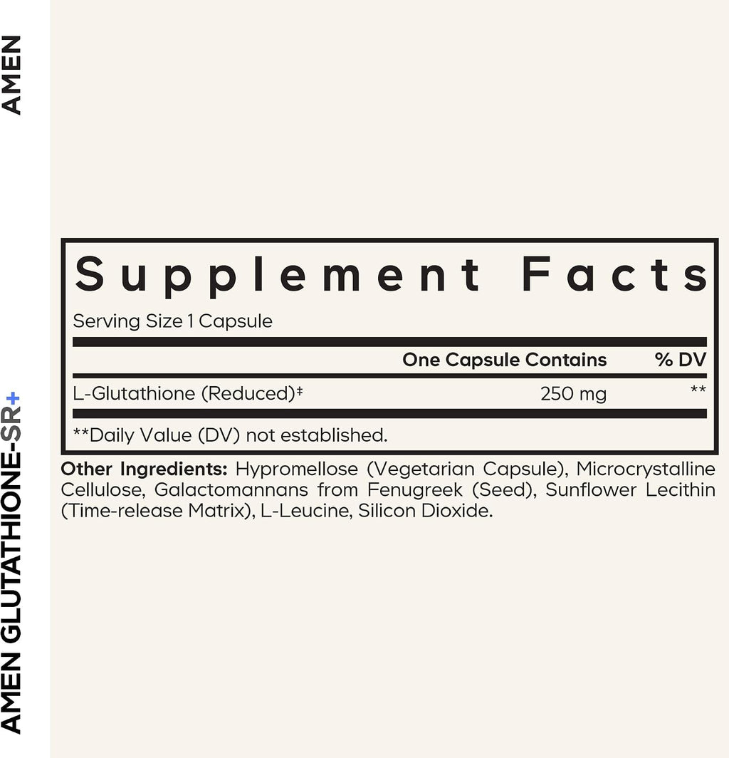 Amen Glutathione-SR+ Suplemento de Glutatión de Liberación Sostenida, 60 Cápsulas
