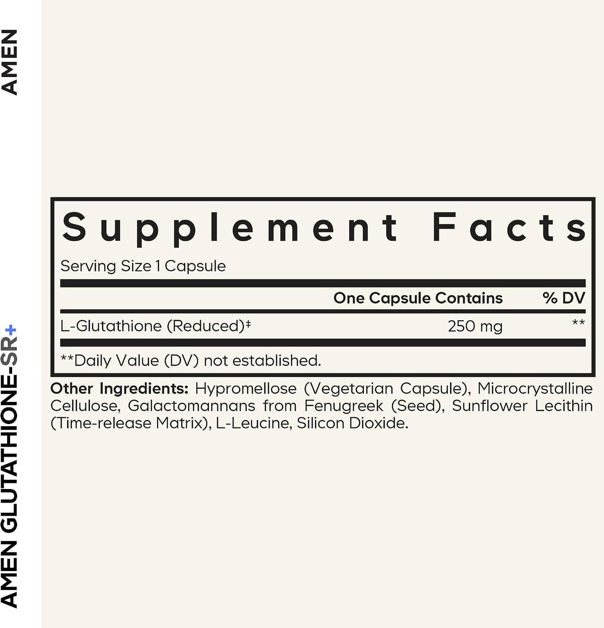 Amen Glutathione-SR+ Suplemento de Glutatión – Galactomananos de fenogreco: fibras solubles que ayudan a – Image 2