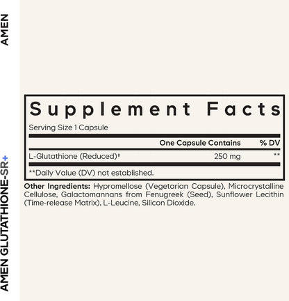 Amen Glutathione-SR+ Suplemento de Glutatión – Galactomananos de fenogreco: fibras solubles que ayudan a – Image 2