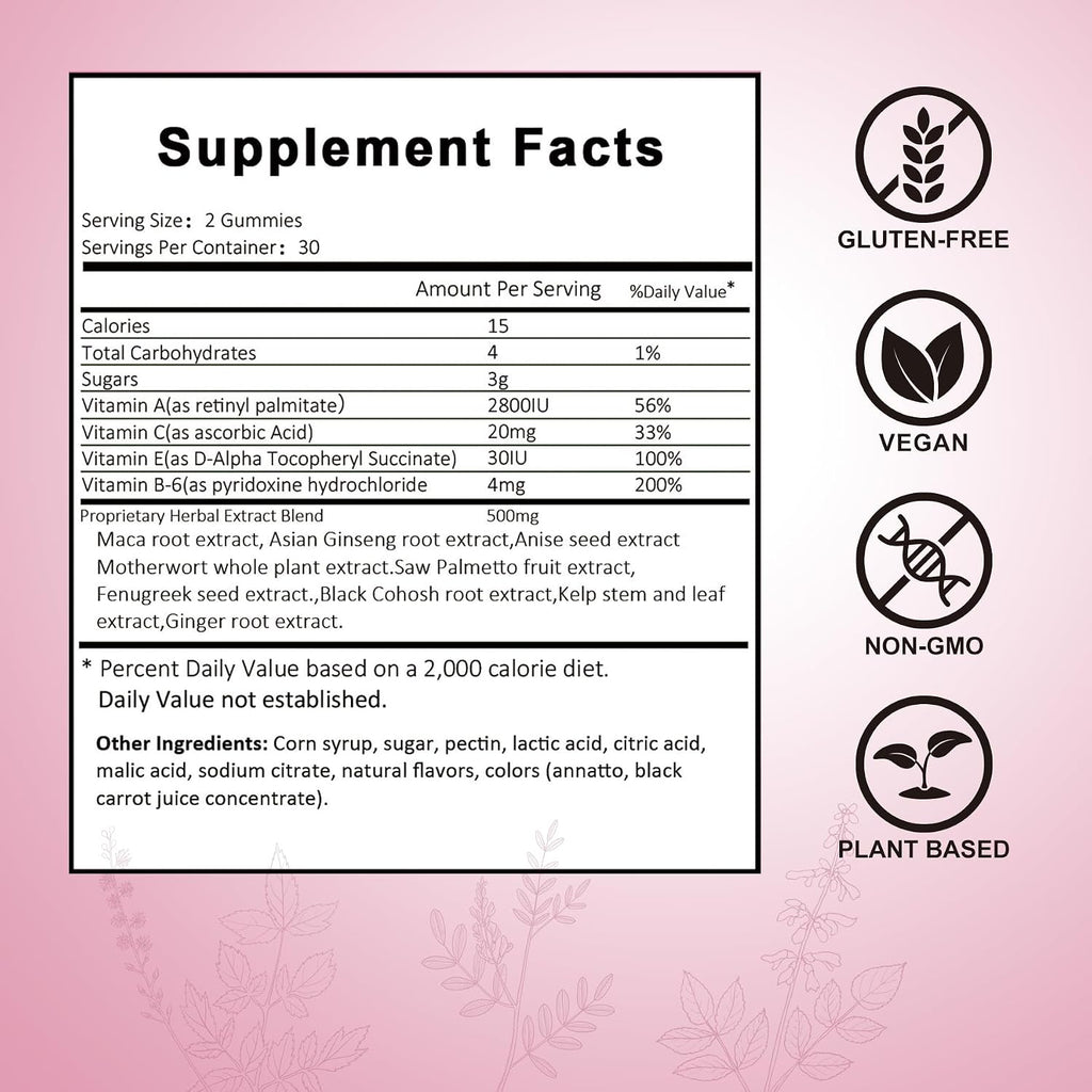 Laicuherb BBL Gummies para Mujeres Curvas - Sabor a Bayas, Gomitas con Vitaminas A, C, E y B6, 60 unidades, Forma de Oso, Mezcla Herbal