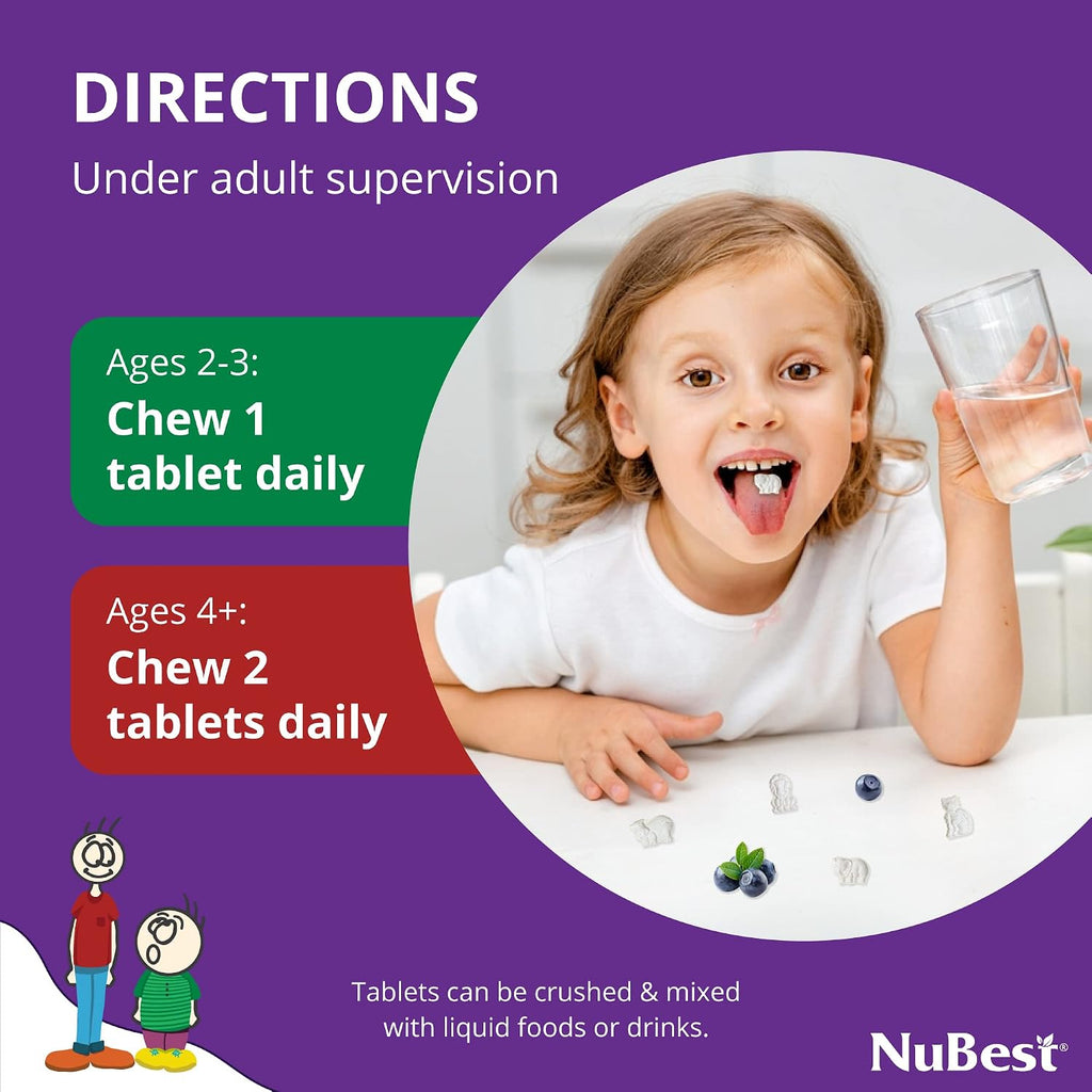 NuBest Tall Kids - Multivitamínico y Minerales para Niños de 2 a 9 Años - 120 Comprimidos Masticables Sabor Berry