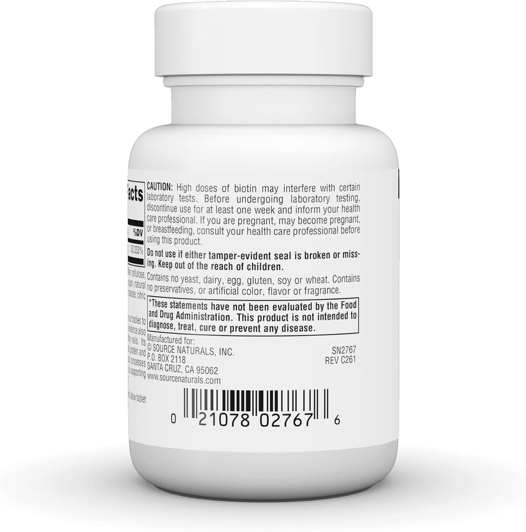 Source Naturals Biotin Fast Melt, 10.000 mcg por dosis – 120 comprimidos