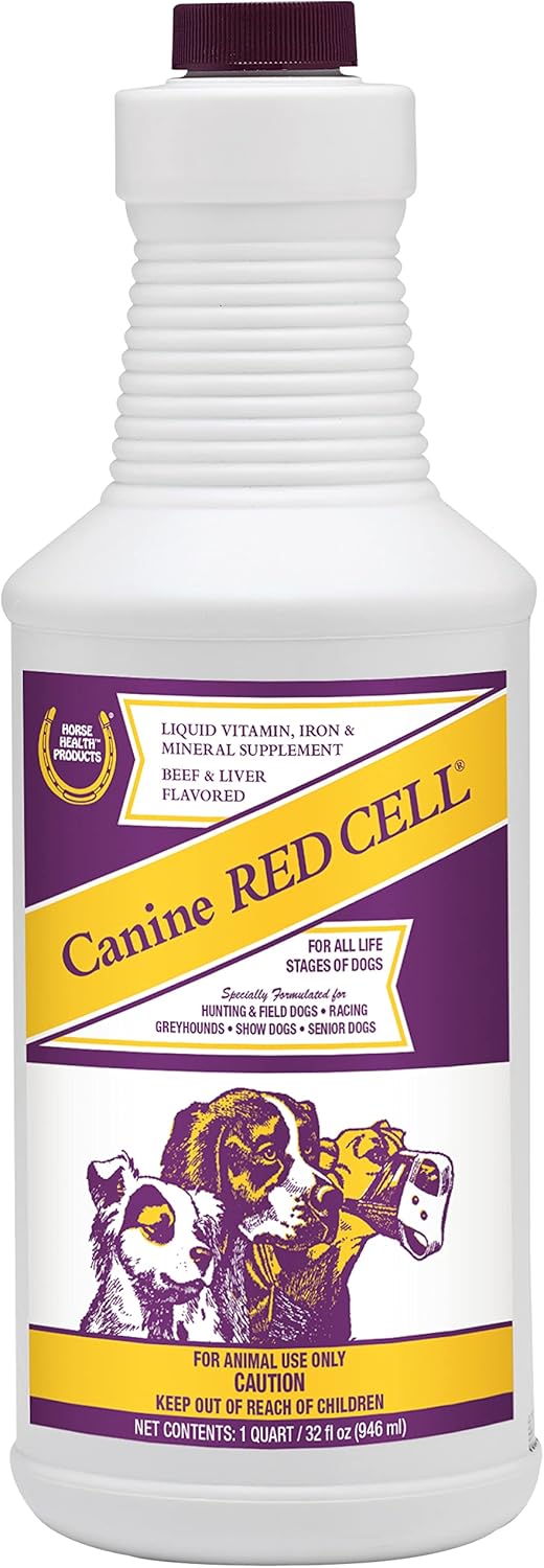 Canine Red Cell, Suplemento Líquido de Vitaminas, Hierro y Minerales para Perros - Cachorros, Activos, Senior y Gestantes, 1 Cuarto (946 ml)