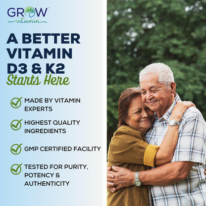 grow vitamin D3 K2 con MCT Oil - 10.000 UI D3, 100 mcg K2 MK-7, Calcio, Zinc, BioPerine, Magnesio - 60 Cápsulas – Image 7