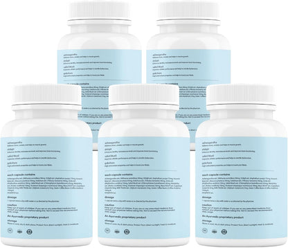 Mars Surgemax Natural Cápsulas con Shilajit y Safed Musli, Pack de 5, 300 Cápsulas