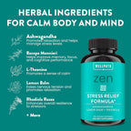 WellPath Zen – Complemento alimenticio para el estrés y el estado de ánimo | Ashwagandha, Rhodiola, L-teanina, Melisa | Cápsulas veganas, 60 unidades