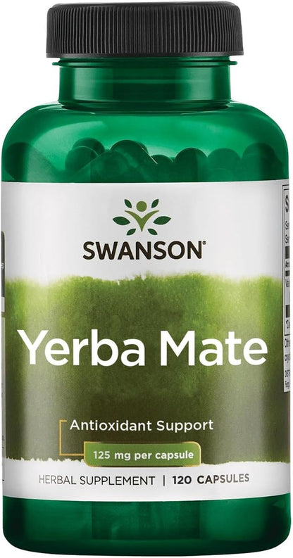Swanson Yerba Mate (4:1) Extracto Concentrado - 125 mg, 120 Cápsulas – Image 1
