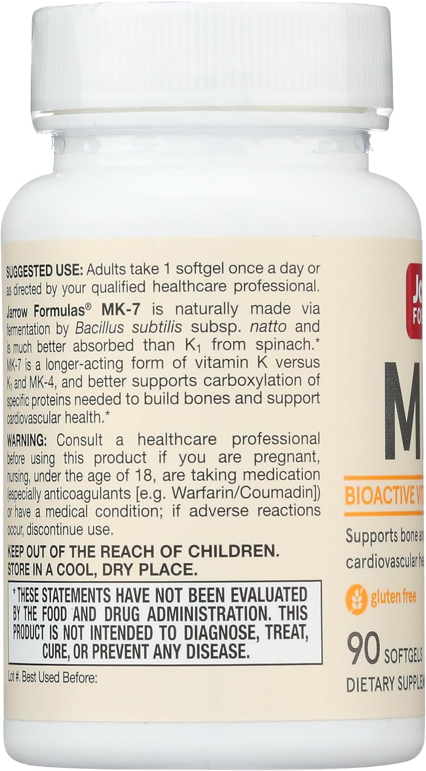 Jarrow Formulas Vitamina K2 MK-7, 90 mcg, 90 Cápsulas Blandas