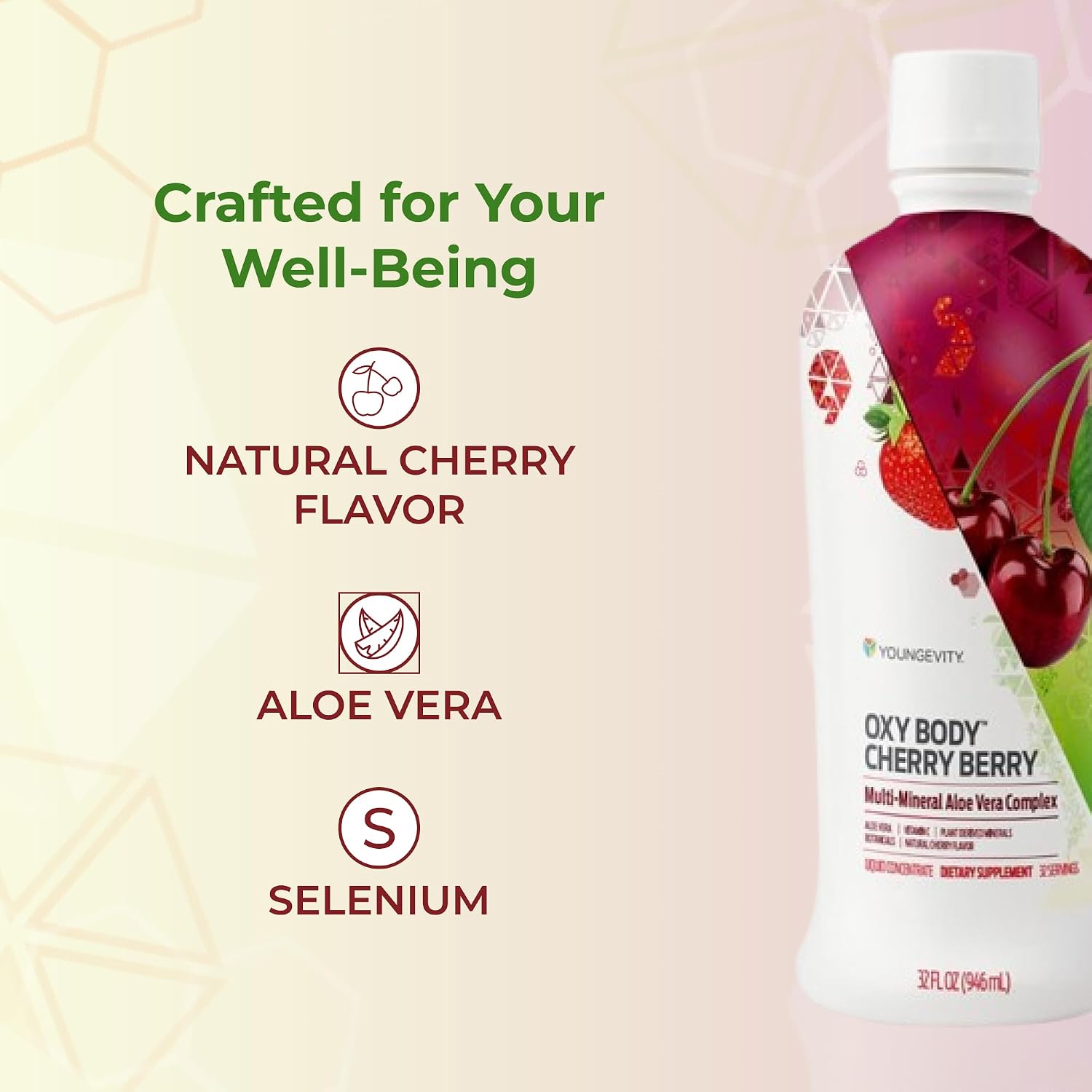 Youngevity Oxybody Cherry Berry - Bebida de Aloe Vera con Minerales, Vitaminas y Botánicos (Pack de 4 Botellas de 946 ml)