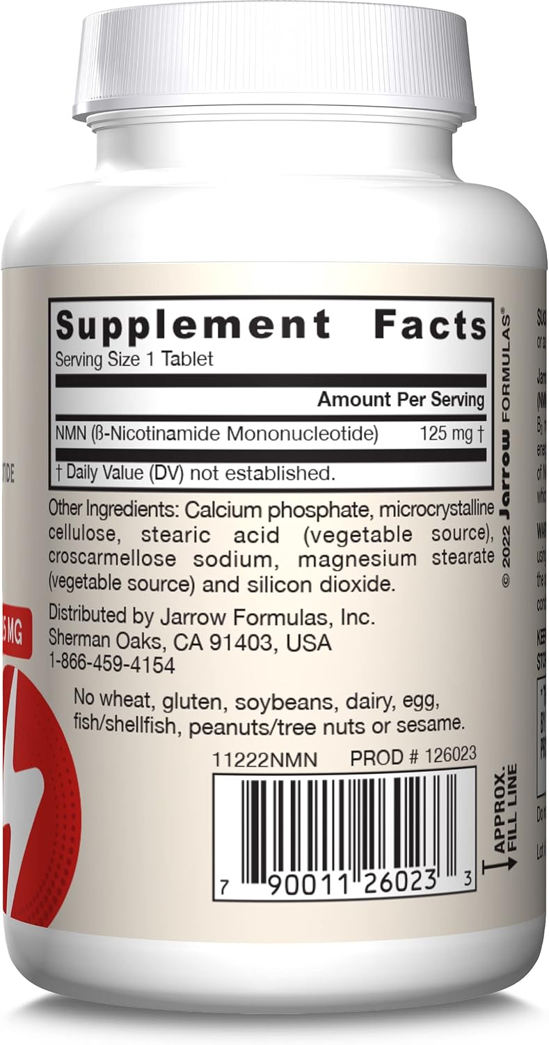 Jarrow Formulas Nicotinamida Mononucleótido (NMN) - 60 Comprimidos - Apoya la Producción de Energía