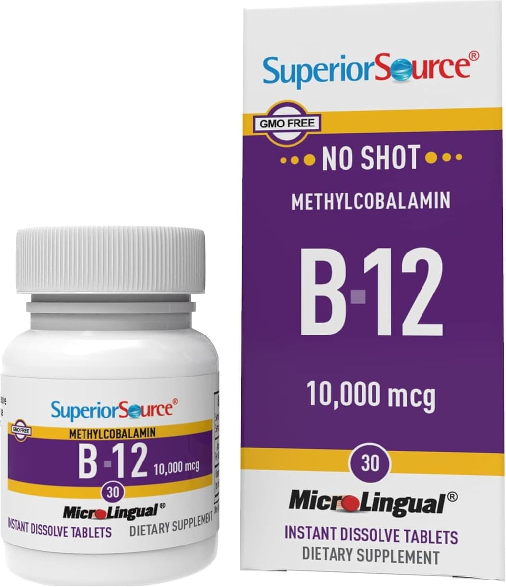Superior Source Metilcobalamina B-12 sin inyecciones 10000 mcg - 30 Comprimidos sublinguales