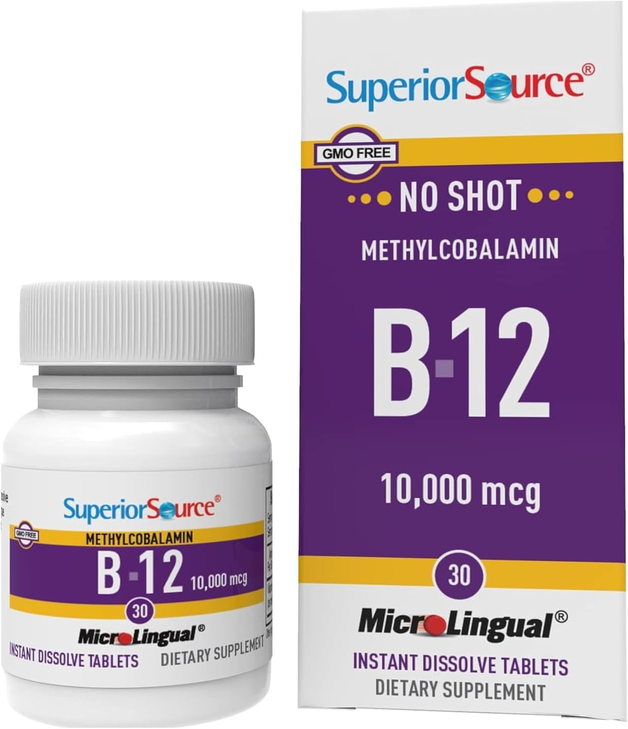 Superior Source Metilcobalamina B-12 sin inyecciones 10000 mcg - 30 Comprimidos sublinguales