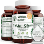 Natural Nutra Citrato de Calcio con Vitamina D3 - 120 Comprimidos