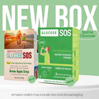 Glucose SOS Polvo de Glucosa en Sobres con Dextrosa Natural, Absorción Rápida que se Disuelve Instantáneamente en la Boca sin Agua, Manzana Verde, 12 unidades
