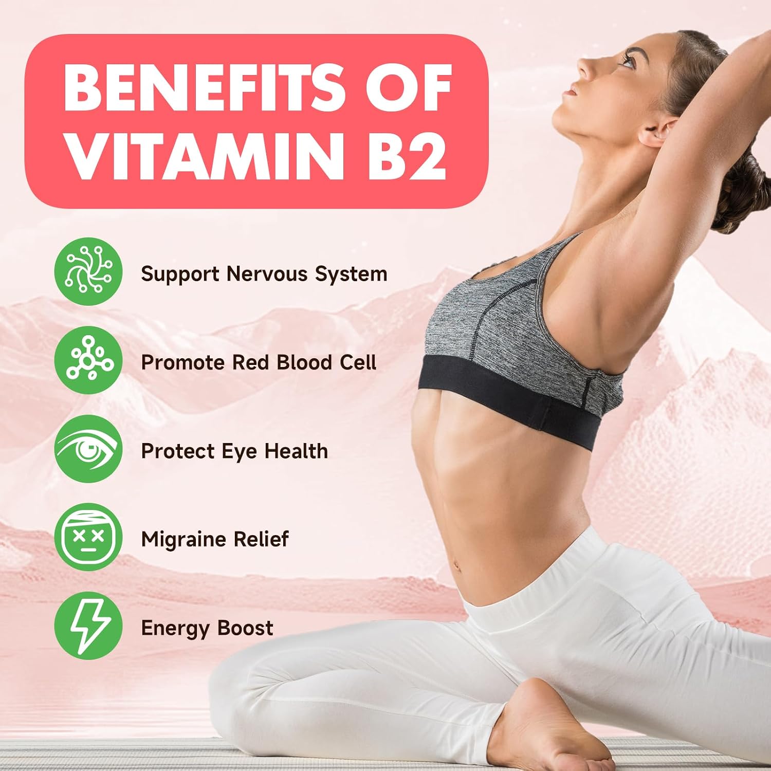 Gominolas de Vitamina B2 (Riboflavina) 400 mg con Magnesio – Sin Azúcar, Veganas, Sabor Frambuesa – 60 Unidades