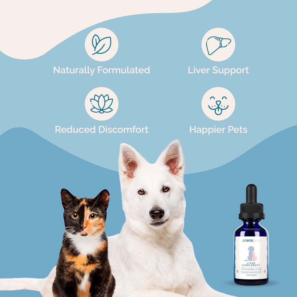 PranaPets Suplemento Hepático para Mascotas - Gotas Herbales para Perros y Gatos